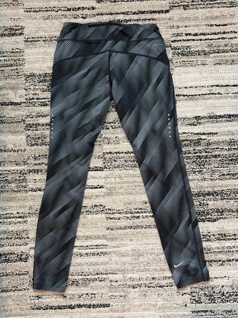 Black and Grey Nike Leggings - Medium